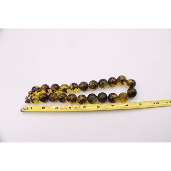 Vintage Lucite Faux Baltic Amber Large Bead 18" Necklace Gold-Tone Barrel Clasp - Picture 10 of 12
